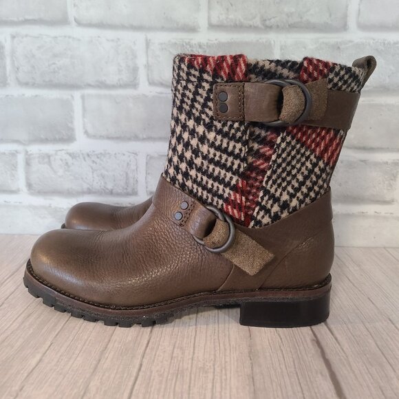 Woolrich Baltimore Boots Leather Wool Plaid NWOT WW3552 Womens 8 Academia Preppy - Picture 4 of 9